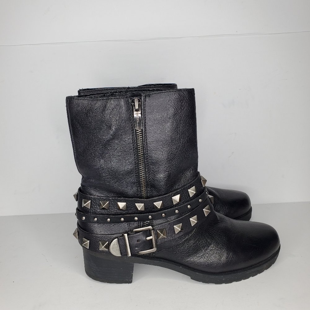 Bcbgeneration Women's Estabon Leather Black Mid-Calf Leather Boots Size 9